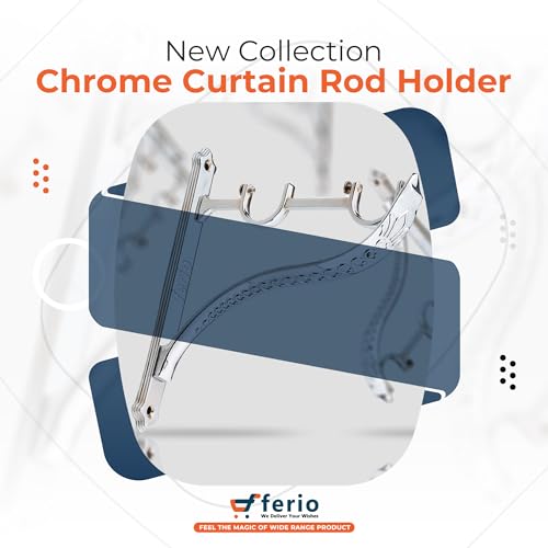 FERIO Double Curtain Rod Support Jaguar Heavy Curtain Supports for Door and Window Curtain Brackets Set/Holder for 1 Inch Rod 1 Set (Pack of 2 Pcs, Chrome) - Image 4