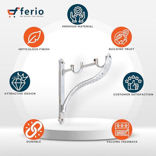 FERIO Double Curtain Rod Support Jaguar Heavy Curtain Supports for Door and Window Curtain Brackets Set/Holder for 1 Inch Rod 1 Set (Pack of 2 Pcs, Chrome) - Image 5