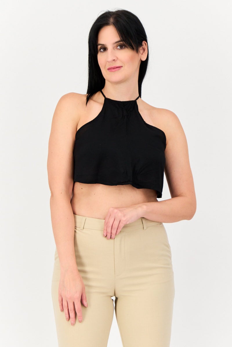 Cropp بلوزة نسائية بدون أكمام بحمالة عنق، سوداء - Image 1