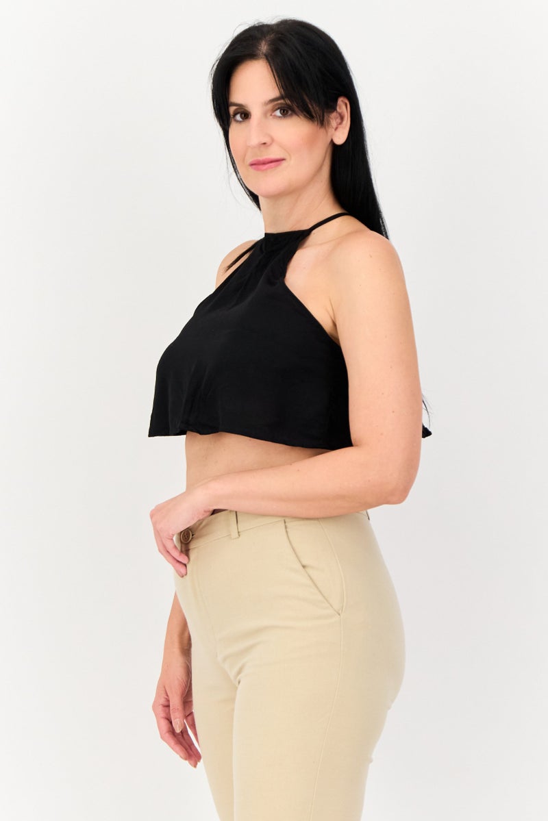 Cropp بلوزة نسائية بدون أكمام بحمالة عنق، سوداء - Image 4