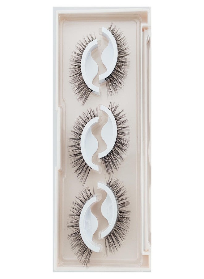 EMILYSTORES Press On Pre-Glued Lashes, 3D False Eyelashes, Natural Long Fluffy Style, 3 Pairs (DLS01) - Image 4