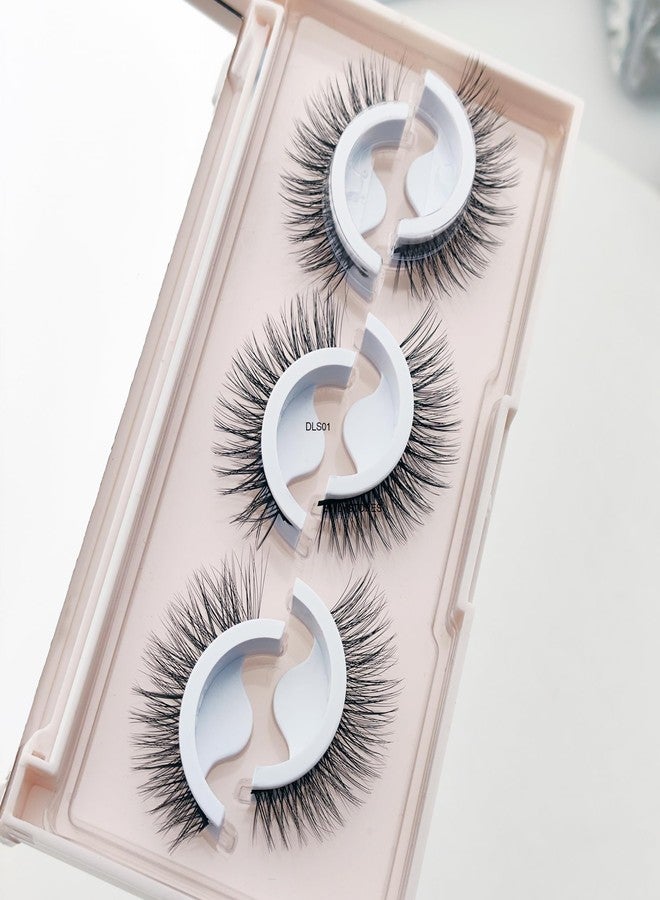 EMILYSTORES Press On Pre-Glued Lashes, 3D False Eyelashes, Natural Long Fluffy Style, 3 Pairs (DLS01) - Image 3