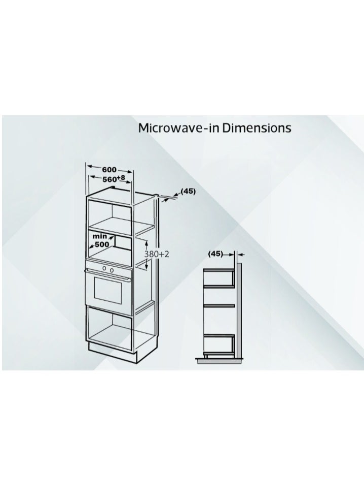 Starway Starway 34 Lt Built In Microwave Oven, Grill, Digital Control, 1550 Watt, Total Steel Surface. and Cavity  - Image 3