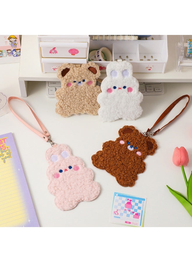 NIBEMINENT 1 - Piece Cute Cartoon Plush Kpop Photo Card Holder Pendant Key Chain ID Badge Holder ID Card Holder Photo Card Protector for School ID Office ID Access Card for Women Girls - Image 3