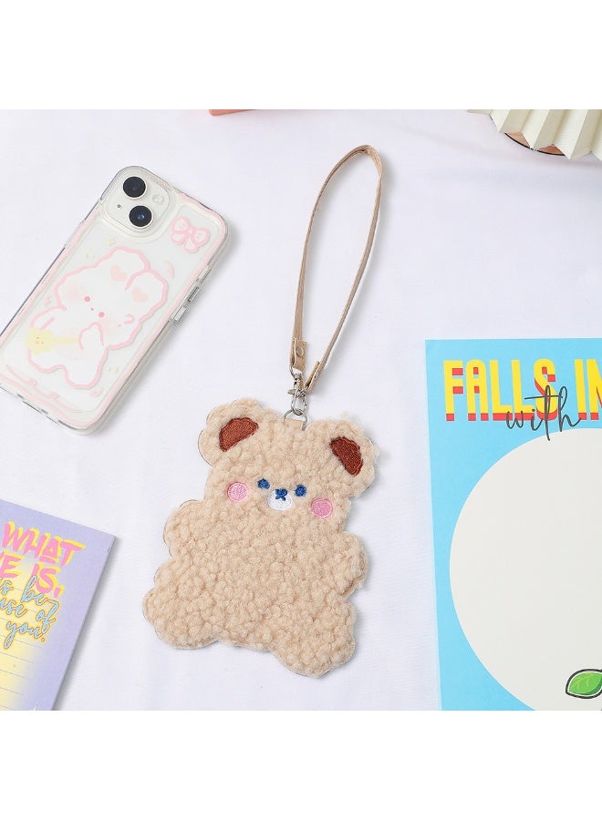 NIBEMINENT 1 - Piece Cute Cartoon Plush Kpop Photo Card Holder Pendant Key Chain ID Badge Holder ID Card Holder Photo Card Protector for School ID Office ID Access Card for Women Girls - Image 1