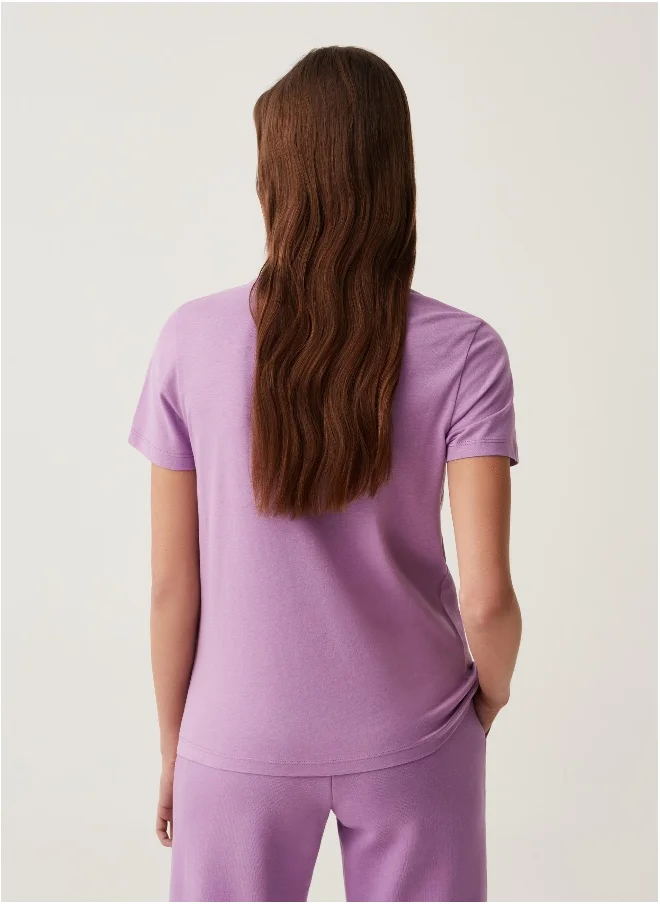 Ovs Cotton T-shirt with printed lettering