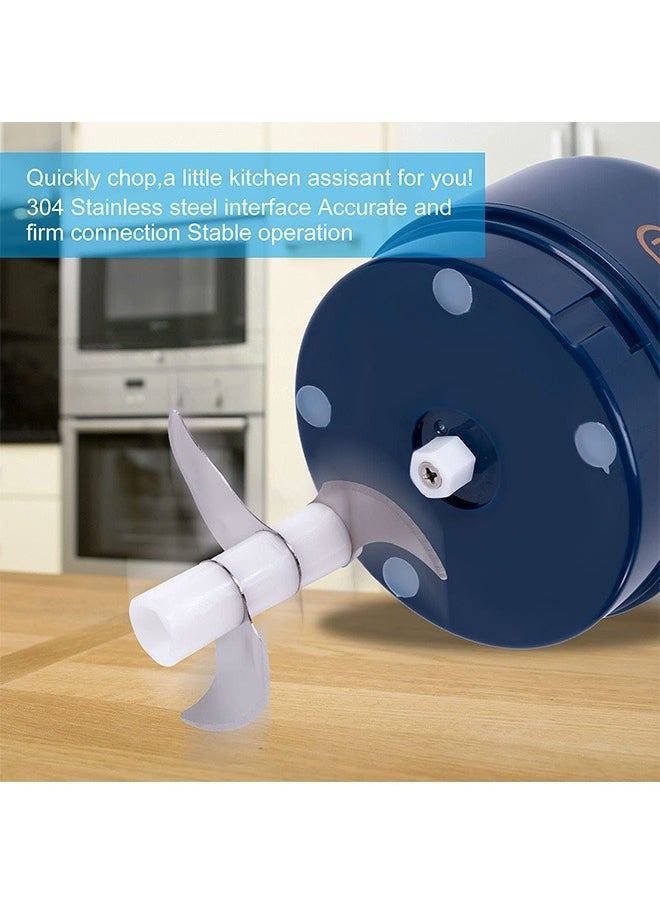 LEXIN - Baby Food Machine, Mini Garlic Stirrer-Electric Small Food Processor With Type-C USB Rechargeable And Spoon(Blue，250ml) - Image 1