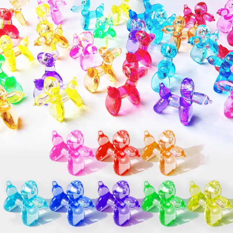 cntjv 70 Pcs Mini Resin Balloon Dog Figurine to Hide Small Acrylic Bulk Balloon Animal Toys Crafts 8 Color Mixed with Holes for Party Favors Statue Decor Charm Keychain - Image 2