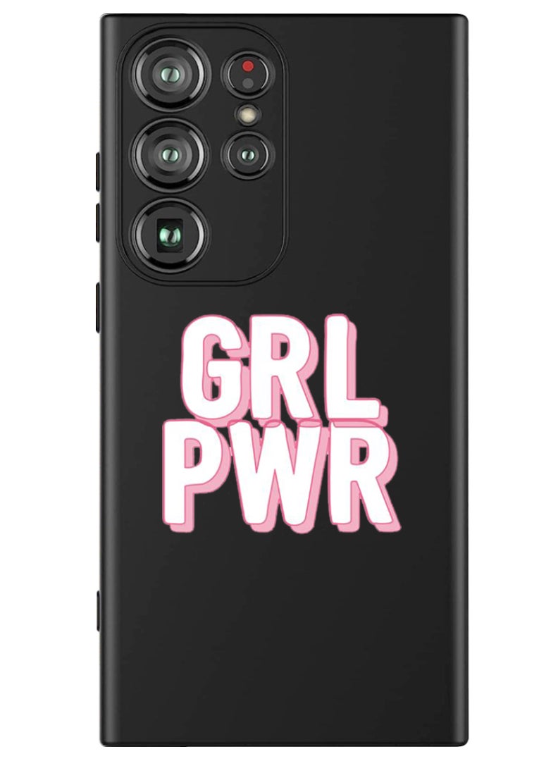 Theodor Protective Slim Fit Case Liquid Silicone Cover with Full Body Protection Anti-Scratch Shockproof Case For Samsung Galaxy S24 Ultra (Black) - Girl power 2 - Image 1