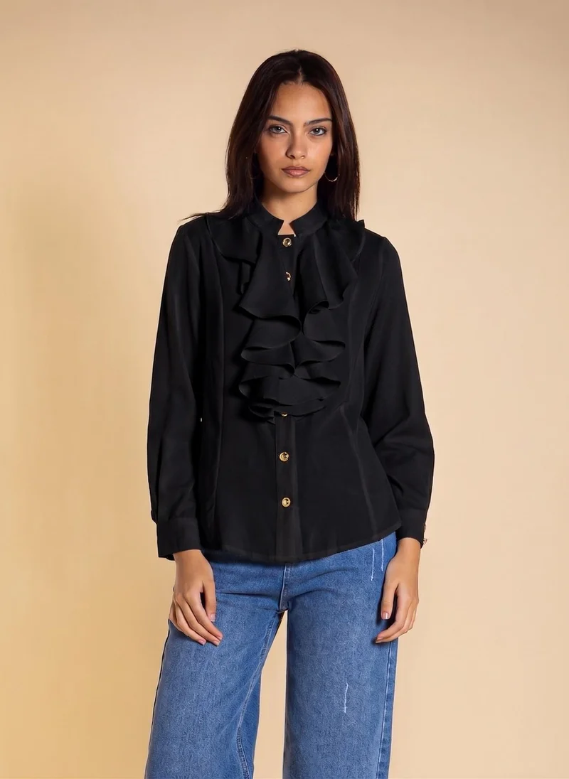 شايبس DETAILED RUFFLE BLOUSE