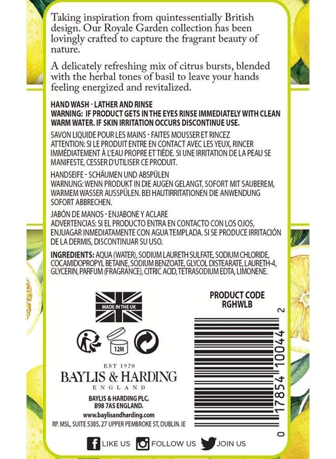 Baylis & Harding Royale Garden Lemon and Basil Hand Wash, 500ml | Vegan | Citrus Herbal fusion and Uplifting Fragrance | Aromatic Refreshness | Paraben Free - Image 4