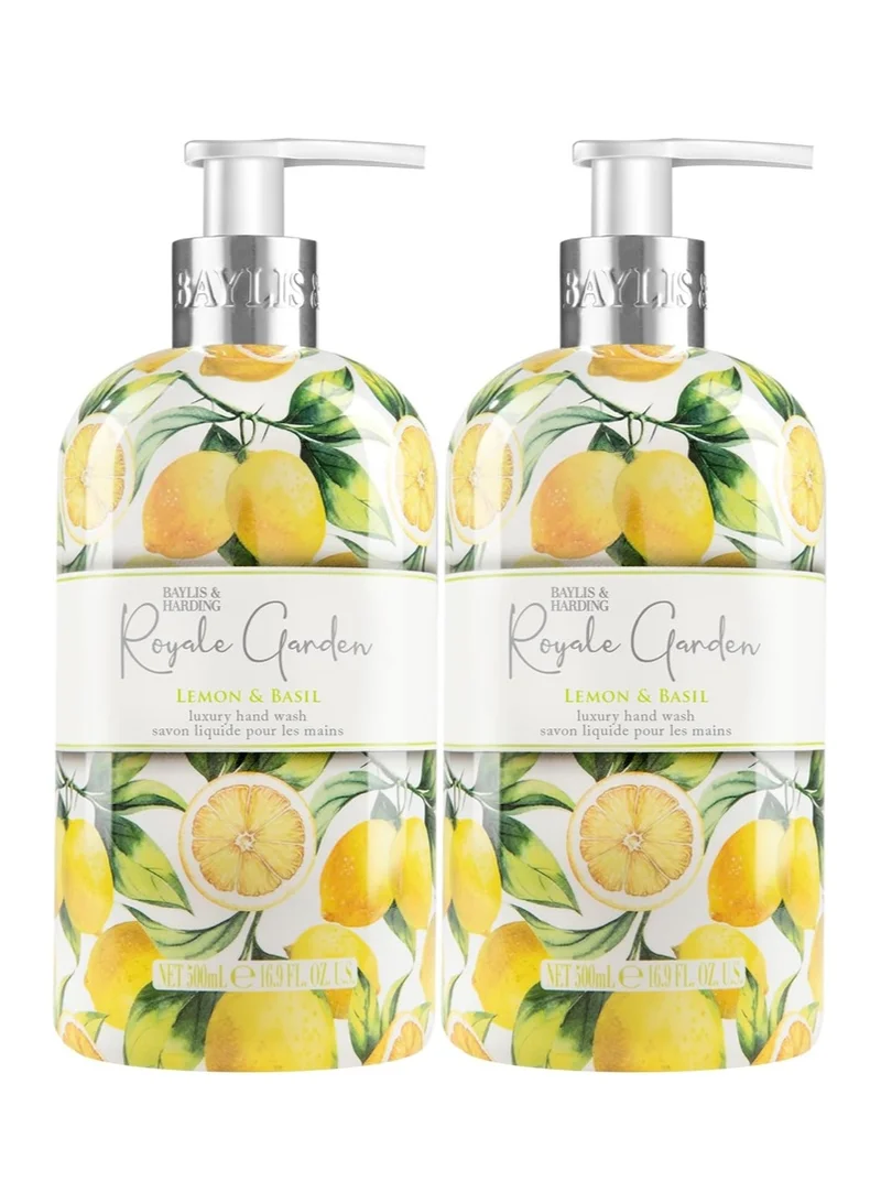 Baylis & Harding Royale Garden Lemon and Basil Hand Wash, 500ml (Pack of 2) | Vegan | Citrus Herbal fusion and Uplifting Fragrance | Aromatic Refreshness | Paraben Free