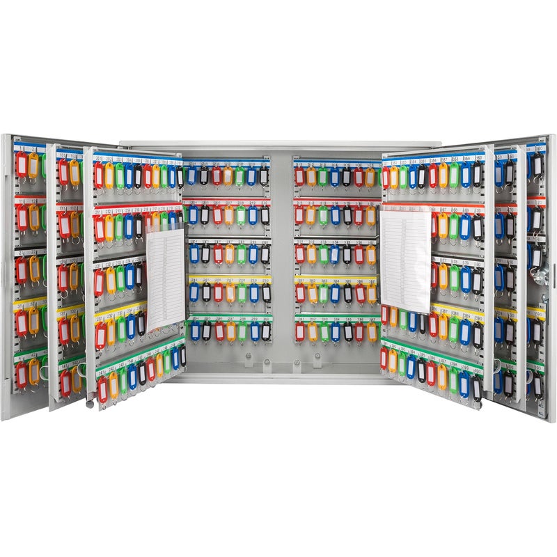 BARSKA Barska 600 Position Key Cabinet  Wall Mount Key Safe with Numbered Hooks Index Log Sheet Colored Tags Adjustable Dividers Steel Construction for Office or Commercial Use