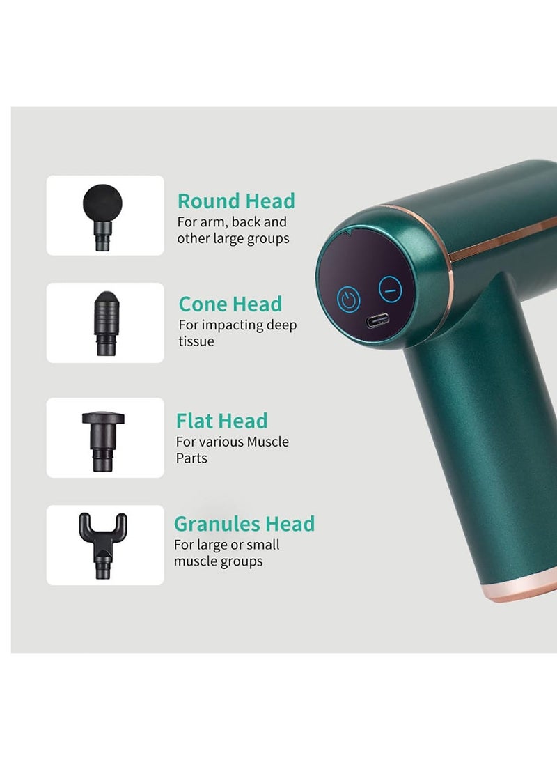 إسكدنيا مسدس تدليك كهربائي محمول لتدليك العضلات، جهاز مساج كهربائي صغير محمول مع شاشة LCD و4 رؤوس تدليك قابلة للاستبدال للرجال والنساء وتدليك الكتف والرقبة والظهر - Image 4