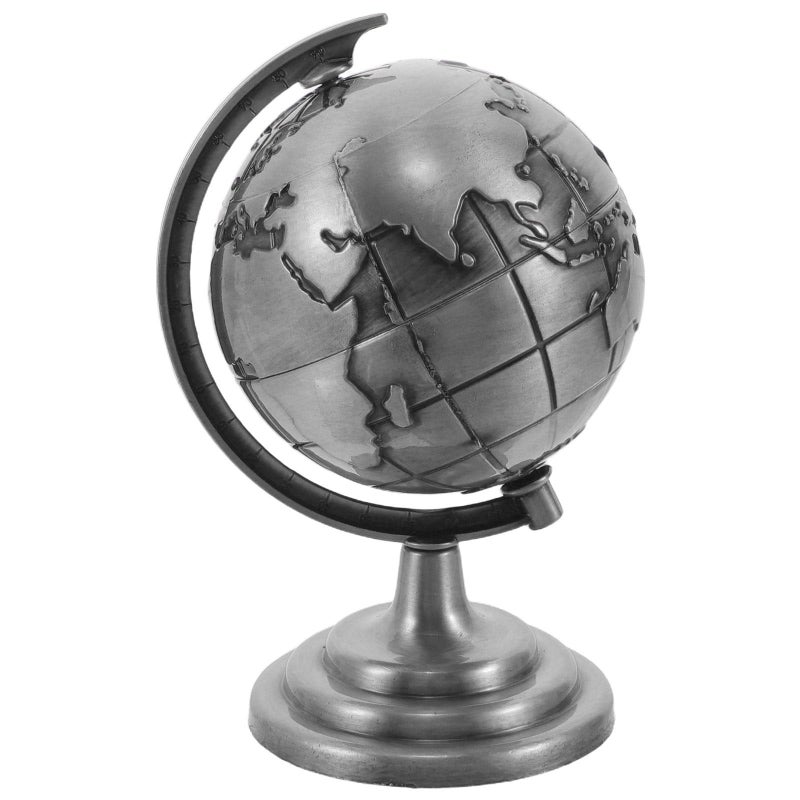 Rotating Globe World Map Tellurion Decoration For Home Office Study Grey - Image 2