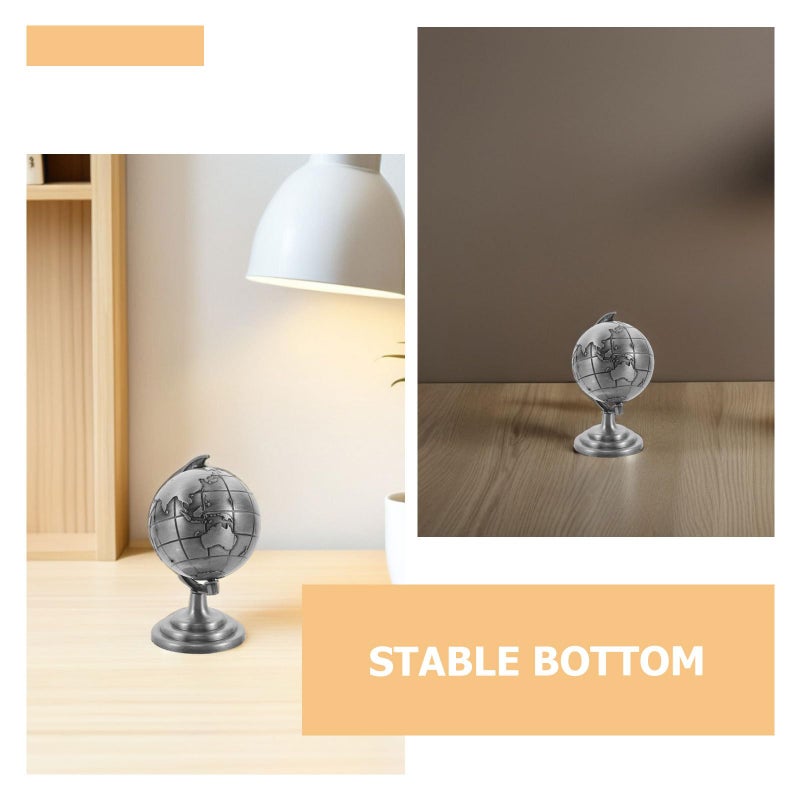 Rotating Globe World Map Tellurion Decoration For Home Office Study Grey - Image 5
