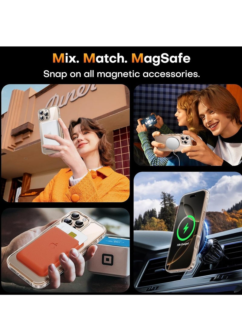 Magnetic Case Compatible with iPhone 16 Pro Max – Anti-Yellowing Clear Case with MagSafe Compatibility, Includes 2-Pack Screen and Camera Protectors