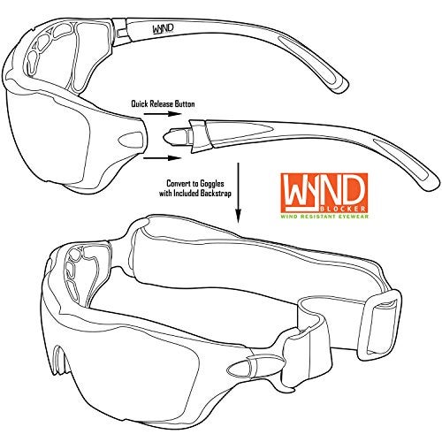WYND Blocker Large Motorcycle Riding Glasses Extreme Sports Wrap Sunglasses, Black, Clear - Image 4