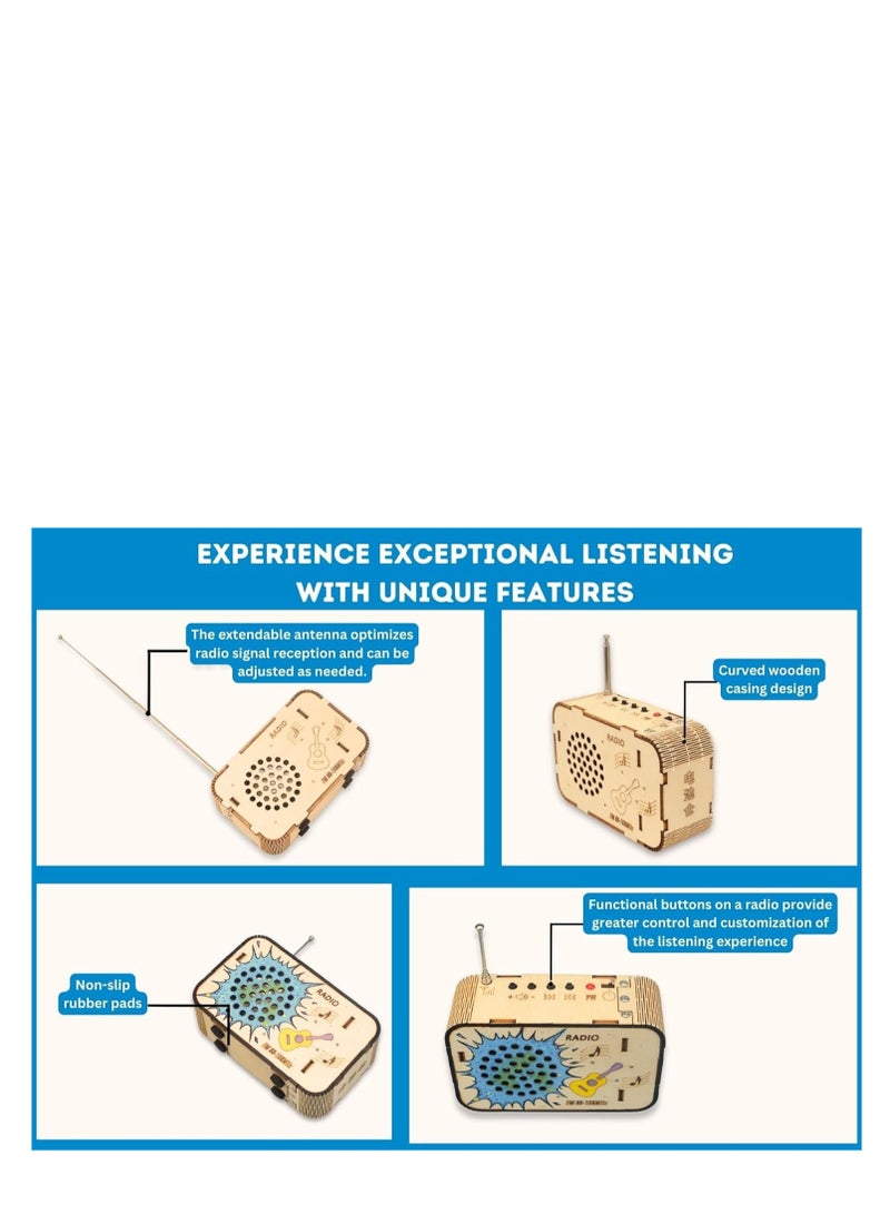 SOLARAE DIY Wooden FM Radio Kit for STEM Learning, Build Your Own FM Radio, Educational Science Project for Teens, Snap Circuits Electronics Kit, Perfect Gift for Boys and Girls. - Image 4
