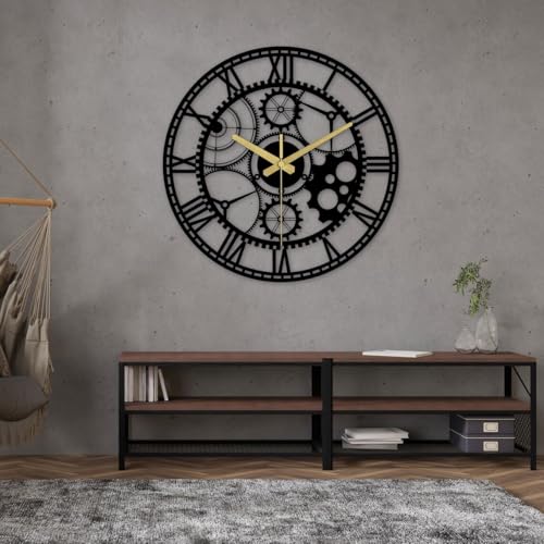AVVIC MART Wall Clock Stylish Metal Analog Wall Clock for Living Room, Bedroom, Office, Kitchen, Home and Hall | Antique Fancy Big Size Modern Wall Watch (Black(DA-205), 40 CM) - Image 4