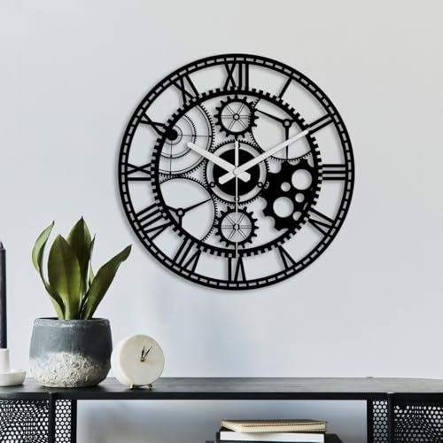 AVVIC MART Wall Clock Stylish Metal Analog Wall Clock for Living Room, Bedroom, Office, Kitchen, Home and Hall | Antique Fancy Big Size Modern Wall Watch (Black(DA-205), 40 CM) - Image 3
