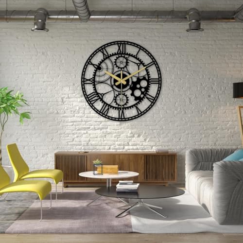 AVVIC MART Wall Clock Stylish Metal Analog Wall Clock for Living Room, Bedroom, Office, Kitchen, Home and Hall | Antique Fancy Big Size Modern Wall Watch (Black(DA-205), 40 CM) - Image 5