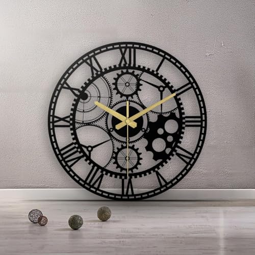 AVVIC MART Wall Clock Stylish Metal Analog Wall Clock for Living Room, Bedroom, Office, Kitchen, Home and Hall | Antique Fancy Big Size Modern Wall Watch (Black(DA-205), 40 CM) - Image 2