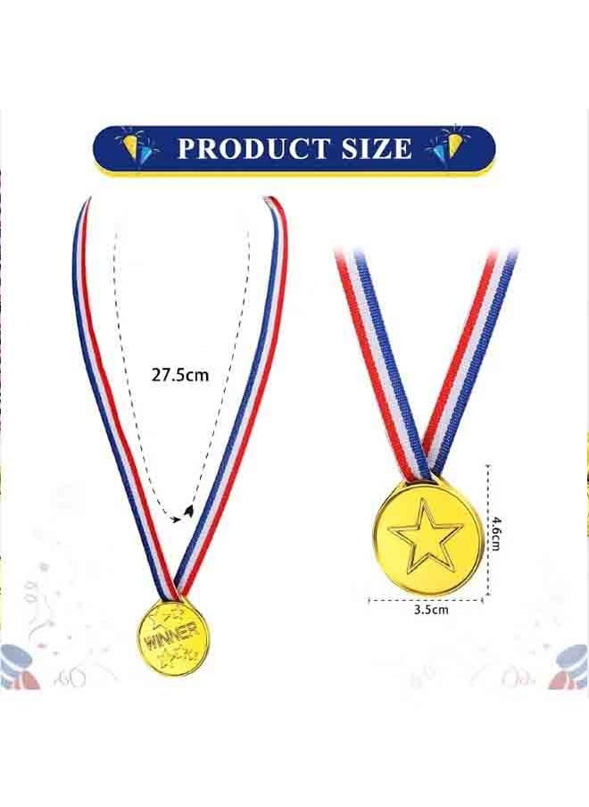 30-Piece Kids Plastic Winner Medals with Ribbon,  for Kids Sports Awards, Games Competitions, Prizes, Party Favors and Decorations (Gold)  - Image 2
