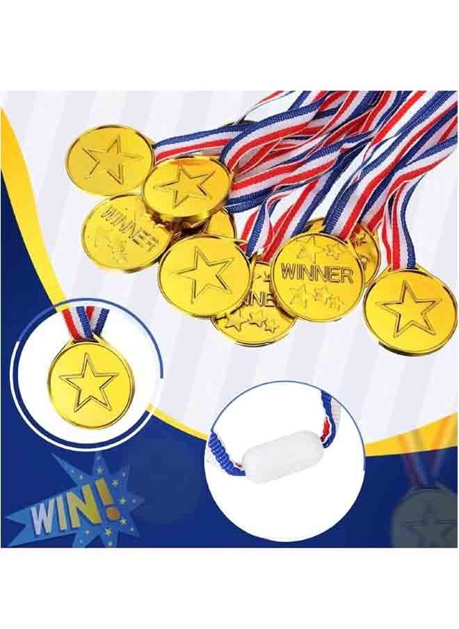 30-Piece Kids Plastic Winner Medals with Ribbon,  for Kids Sports Awards, Games Competitions, Prizes, Party Favors and Decorations (Gold)  - Image 3
