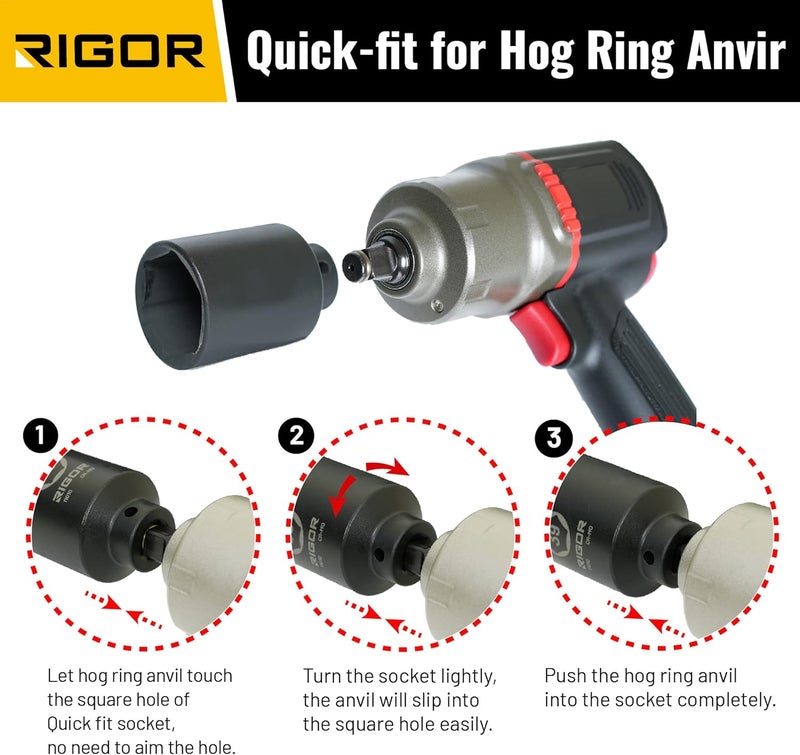 Rigor 11010 39mm Axle Nut Impact Socket | 1/2-Inch Drive, 6 Point, Deep, CR-MO, Metric | Quick-Fit for Hog Ring Anvil | Laser Etched - Image 5