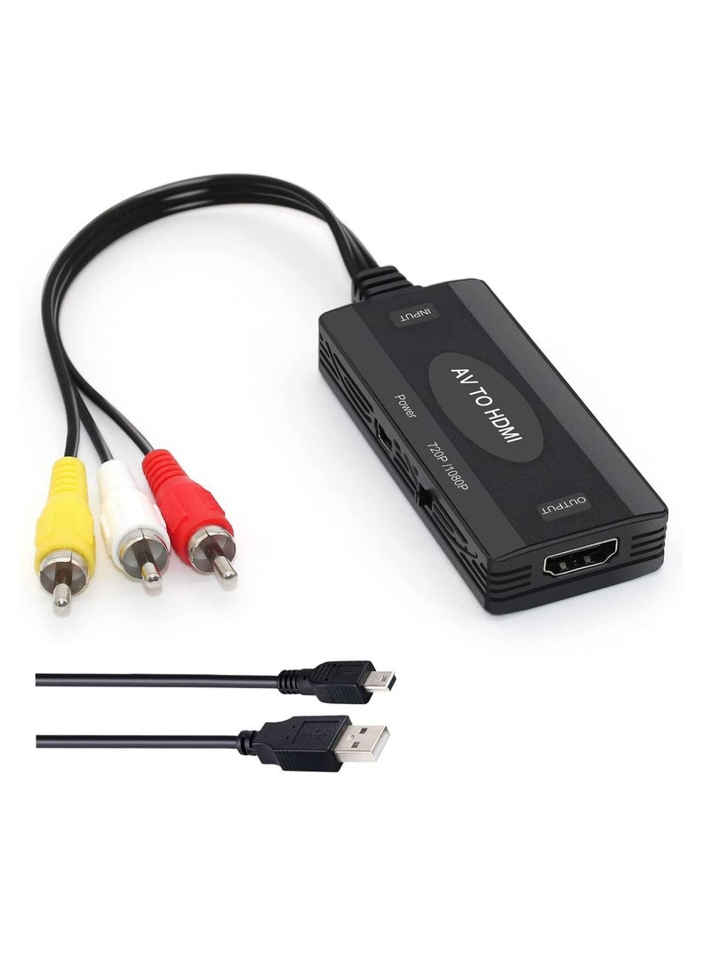 Excefore RCA to HDMI, AV to HDMI Converter, 1080P PAL/NTSC Composite Video Audio Converter Adapter for WII, WII U, PS one, PS2, PS3, STB, Xbox, VHS, VCR, Blue-Ray DVD  - Image 1