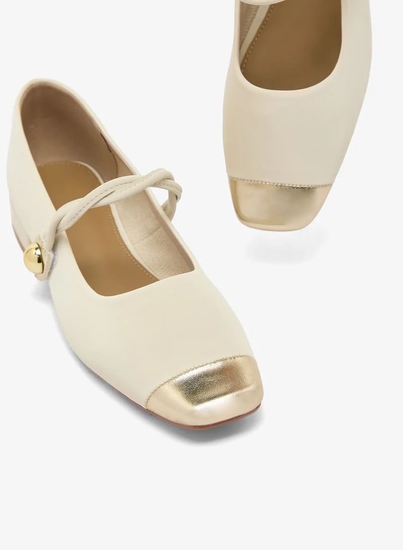 ELLA White Two Tone Strap Mary Janes for Women | Best Price UAE
