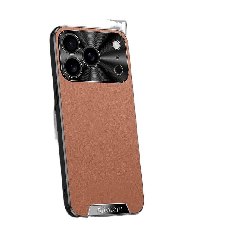 غطاء واقي، مقاوم للصدمات لـ iPhone 17 / 17 Air / 17 Pro / 17 Pro Max، Elegant Brown ملمس جلد، ملمس جلد باللون البني للطاولة للمكتب المنزلي للاستخدام المتكرر - Image 1