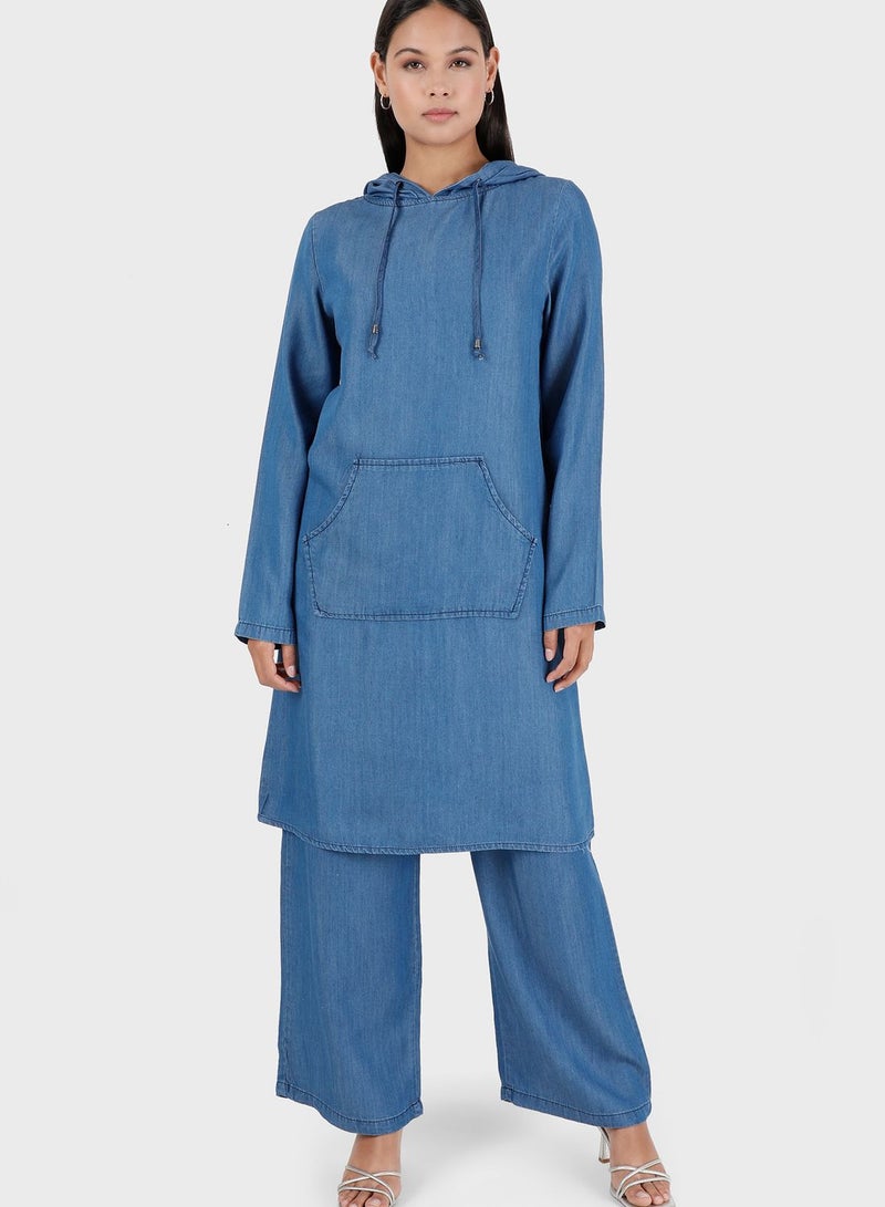 Modanisa Denim Tunic & Pants Set  - Image 4