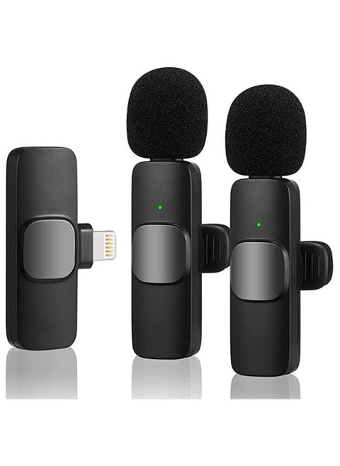 Wireless Lavalier Microphone for iPhone iPad, Plug-Play Wireless Mic for Recording, Live Stream, YouTube, TikTok, Facebook, Noise Reduction Auto-Sync