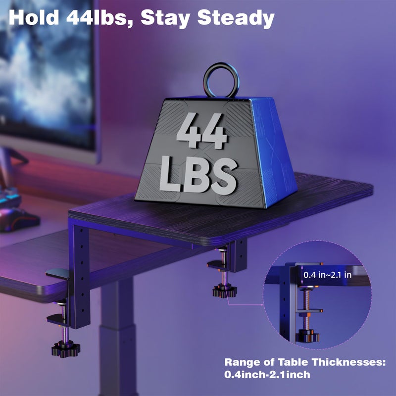 ART-GIFTREE Desk Extender, 15-inch Clamp-On Desk Shelf, Height-Adjustable Desktop Shelf Organizer for Monitors Office and Gaming Accessories, Arm Support Table Extension, 44lbs Heavy Duty, Black - Image 5