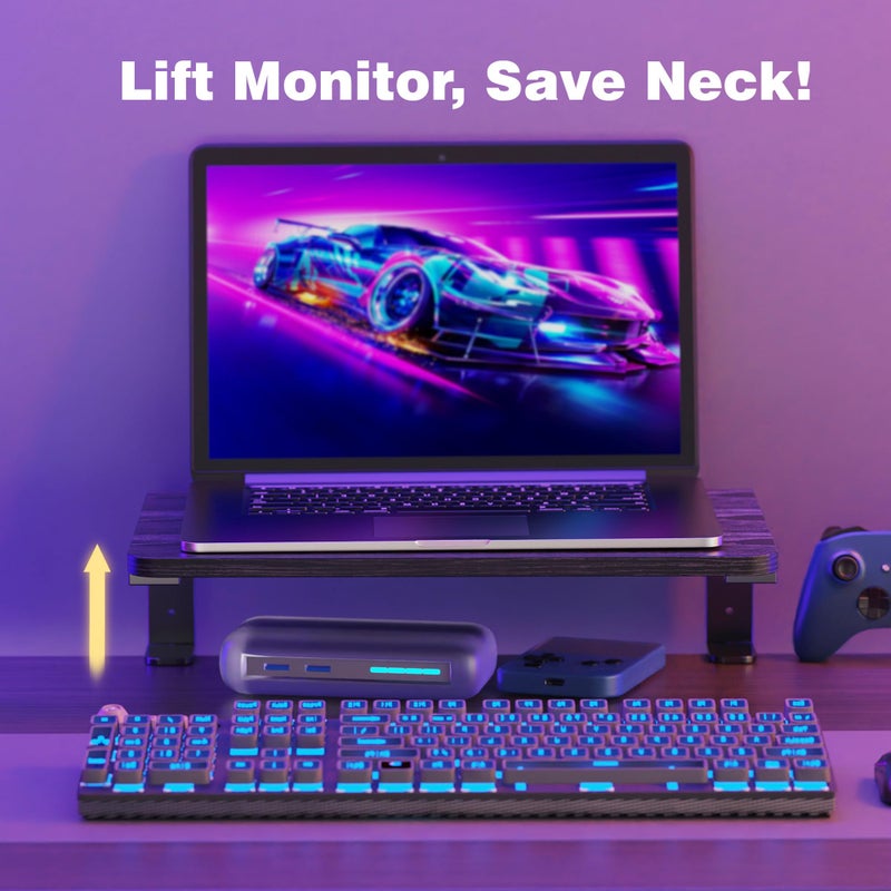 ART-GIFTREE Desk Extender, 15-inch Clamp-On Desk Shelf, Height-Adjustable Desktop Shelf Organizer for Monitors Office and Gaming Accessories, Arm Support Table Extension, 44lbs Heavy Duty, Black - Image 2