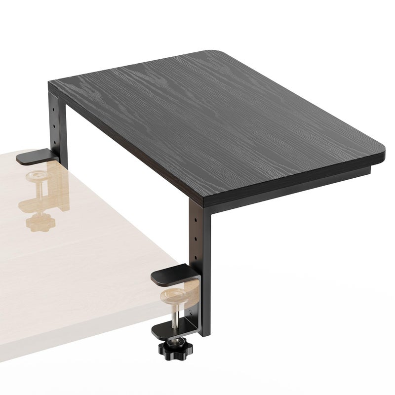 ART-GIFTREE Desk Extender, 15-inch Clamp-On Desk Shelf, Height-Adjustable Desktop Shelf Organizer for Monitors Office and Gaming Accessories, Arm Support Table Extension, 44lbs Heavy Duty, Black - Image 1
