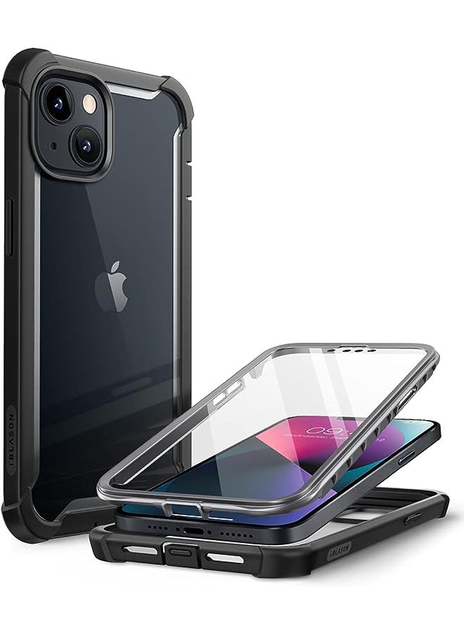 I-blason Ares Case for iPhone 13 6.1 inch (2021 Release), Dual Layer Rugged Clear Bumper Case with Built-in Screen Protector (Black)  - Image 1