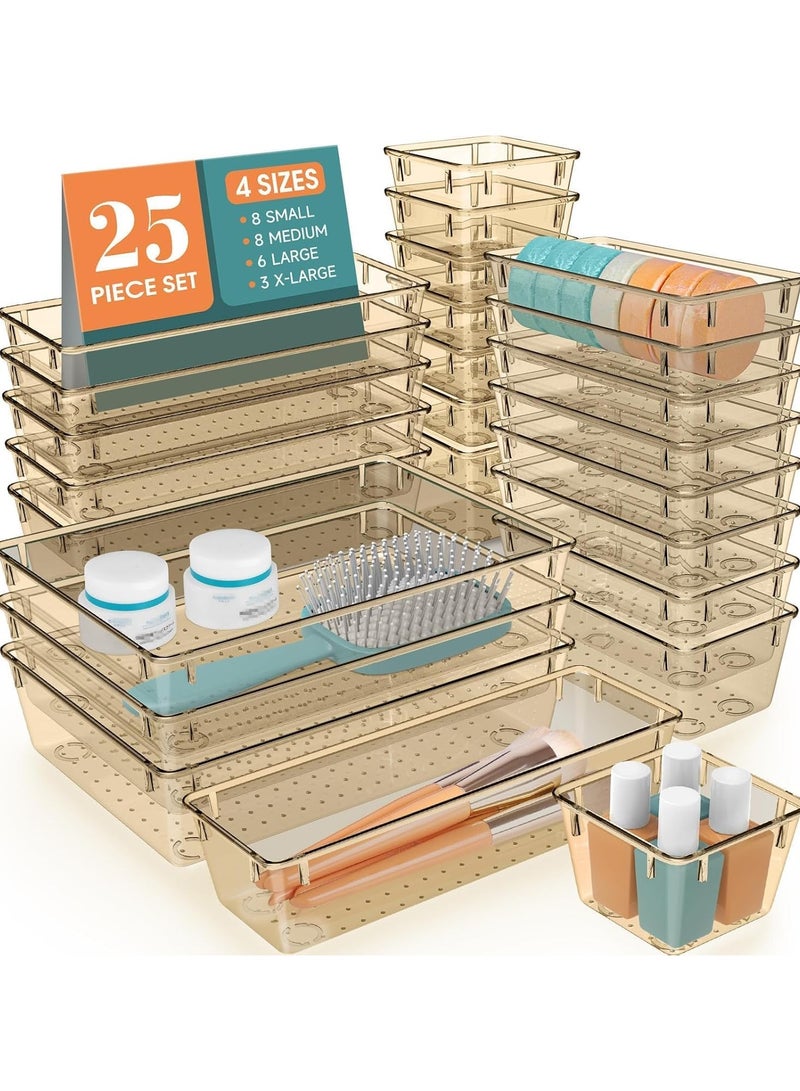 Set of 25 plastic drawer organizers, multi-size, organize drawers in bathroom, makeup, jewelry, kitchen and office (imported) - Image 1