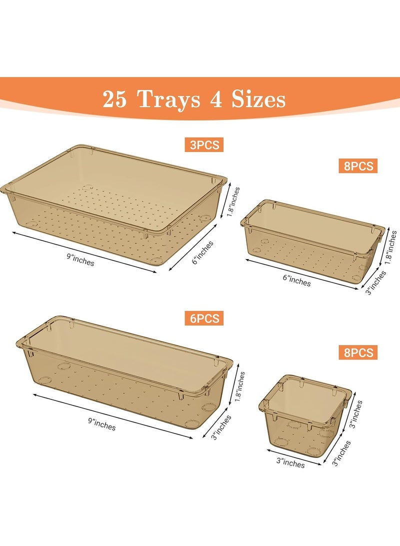 Set of 25 plastic drawer organizers, multi-size, organize drawers in bathroom, makeup, jewelry, kitchen and office (imported) - Image 2