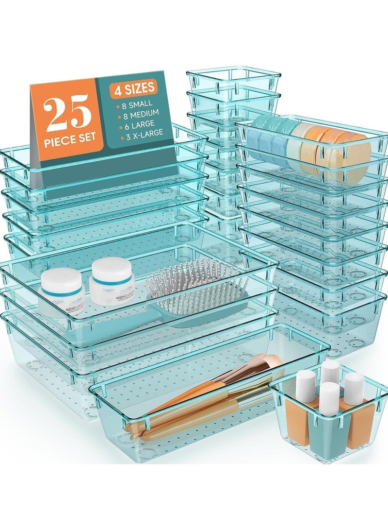 Set of 25 plastic drawer organizers, multi-size, organize drawers in bathroom, makeup, jewelry, kitchen and office (imported) - Image 1