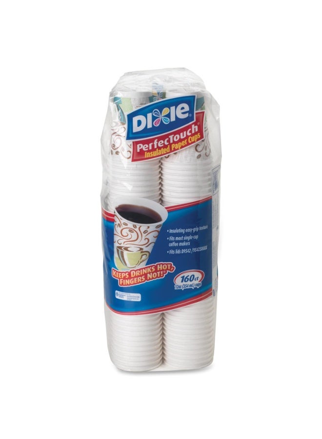 Dixie PerfecTouch 12 oz. Insulated Paper Hot Coffee Cup by GP PRO (Georgia-Pacific), Coffee Haze, 5342CDSBP, 160 Cups Per Case, Coffee Haze Design - Image 1