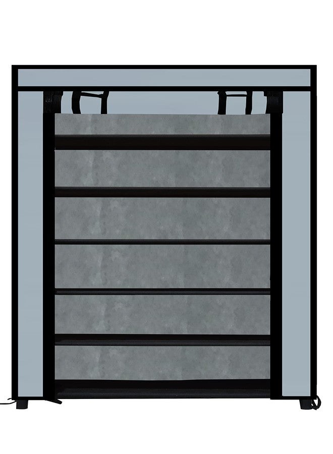 SANAMSTORE 6 Layer Collapsible Fabric Wardrobe Organizer for Clothes (DIY-Grey, Metal) - Image 1