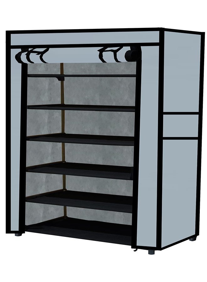 SANAMSTORE 6 Layer Collapsible Fabric Wardrobe Organizer for Clothes (DIY-Grey, Metal) - Image 2