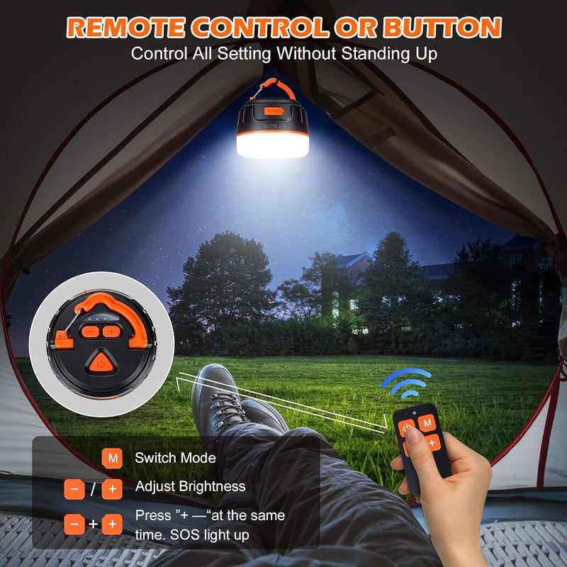 Sinvitron LED Camping Lantern Rechargeable with Remote Control - 1000LM 150H Runtime Tent Light, 5200mAh Water-Resistant Emergency Light for Hurricane Power Outages, Hiking Home - Image 2
