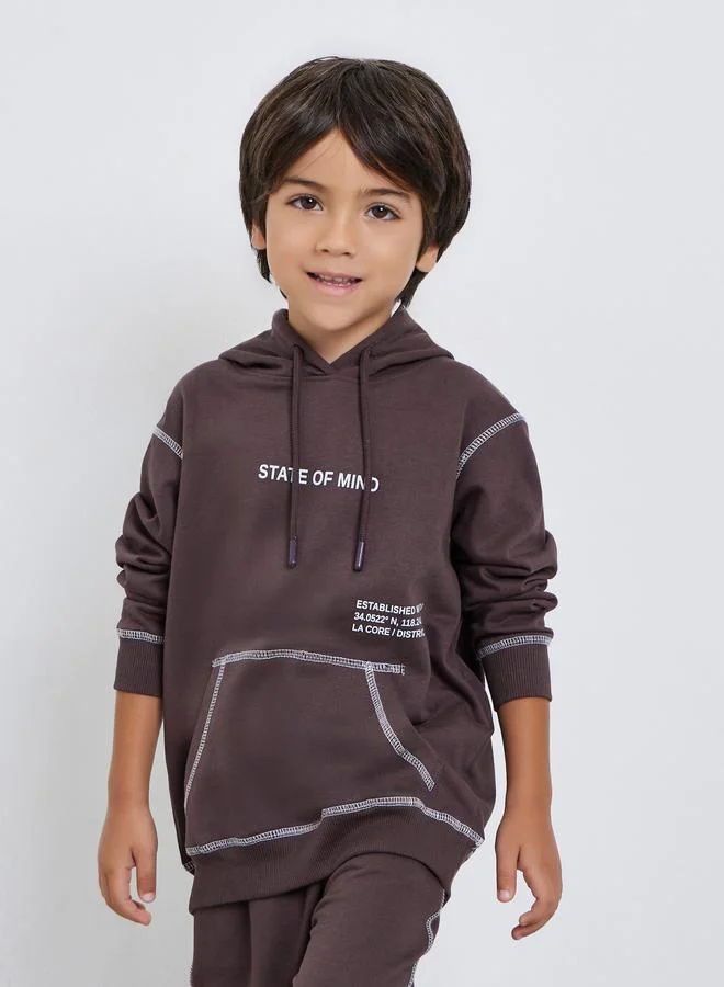 Styli Boys Brown Hoodie and Joggers Set