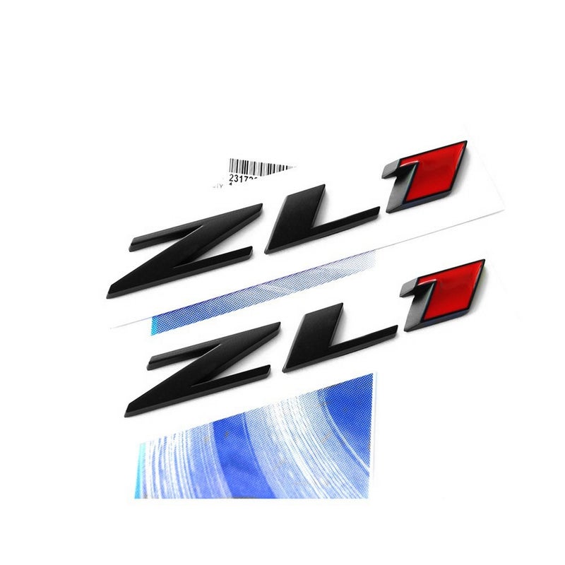 2pack OEM Black ZL1 Emblem Badge Letter Rear Side Zl1 Door Compatible with Zl1 1LE Ss Rs Black Red