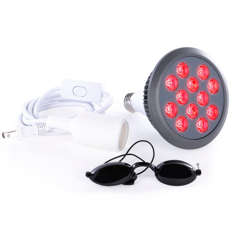 hooga Red Light Therapy Bulb, 660nm & 850nm Red & Near Infrared Light, 12 Dual-Chip LEDs, Targeted Light Bulb with Base & Braided Power Cord for Home Wellness Routine, HG24 - Image 2