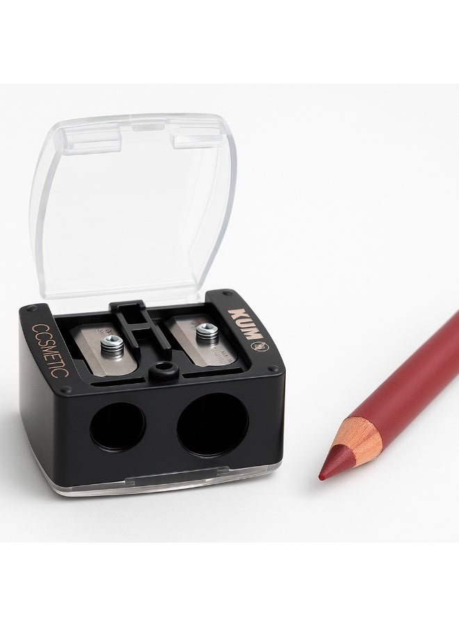 KUM Dual-Hole Black Cosmetic Sharpener – Professional Makeup Pencil Sharpener for Eyeliners & Lip Liners with Precision German Blades - Image 1